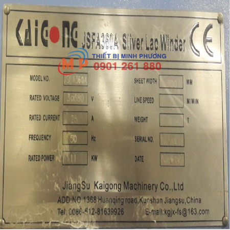 PT MÁY CHẢI KAIGONG